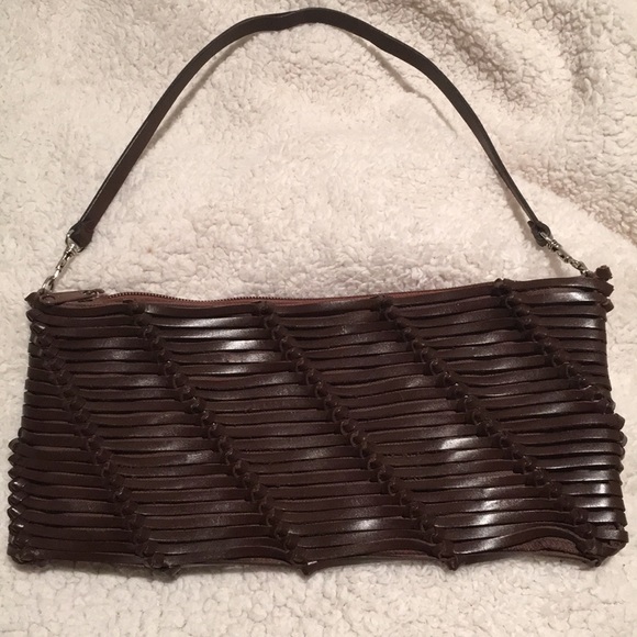 BCBG Handbags - BCBG Clutch with Leather Weaving